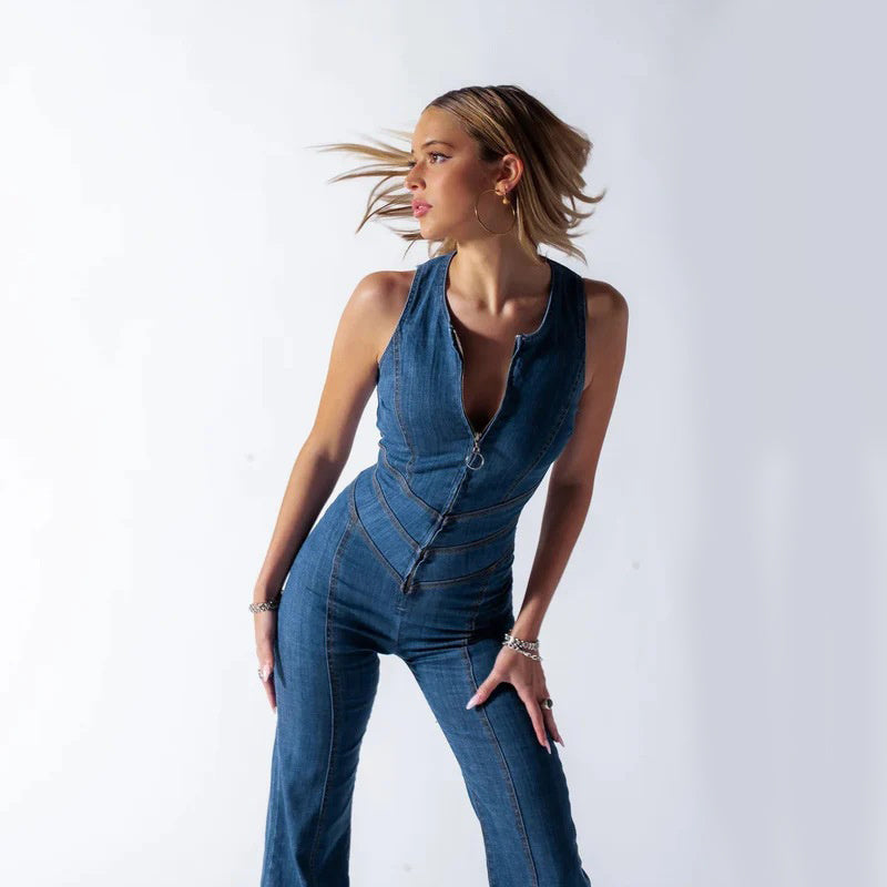 VISTA™ BODYCON DENIM JUMPSUIT - Vista London