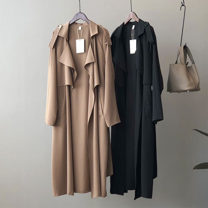 Elegant Long Trench Coat Women's Retro British Style