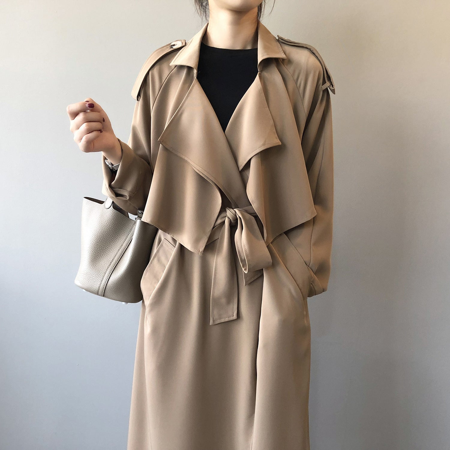 Elegant Long Trench Coat Women's Retro British Style