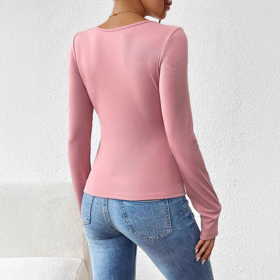 European And American Fashion Casual Scoop Knitted Top