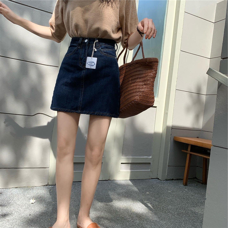 Small Denim Skirt Women's Summer Dark Blue