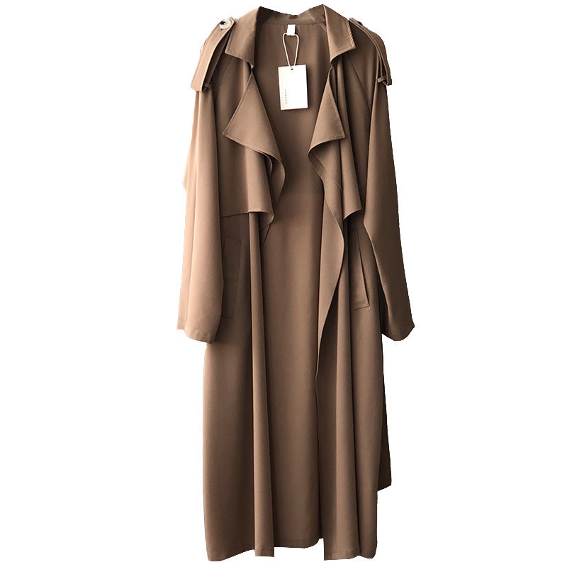 Elegant Long Trench Coat Women's Retro British Style