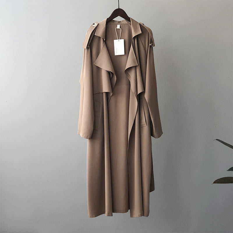 Elegant Long Trench Coat Women's Retro British Style