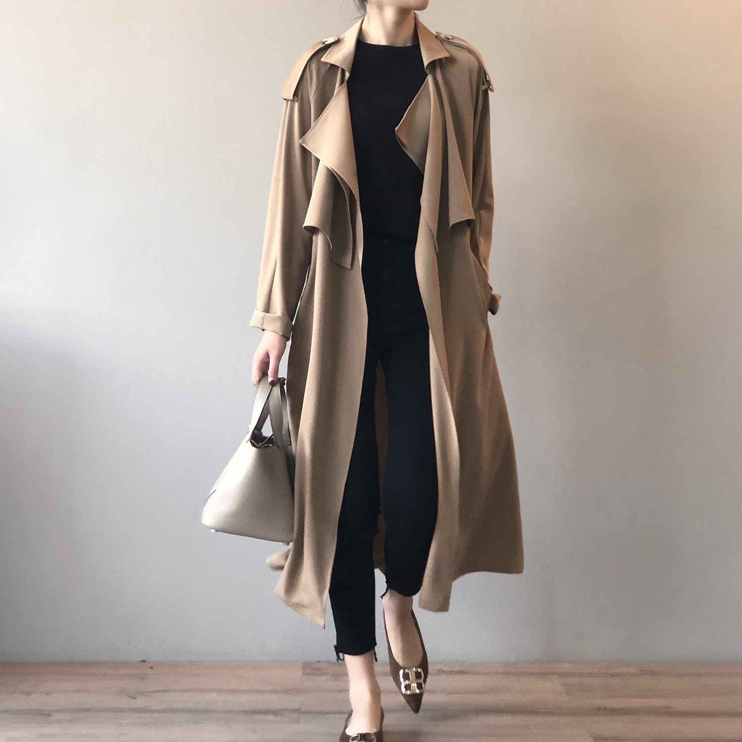 Elegant Long Trench Coat Women's Retro British Style